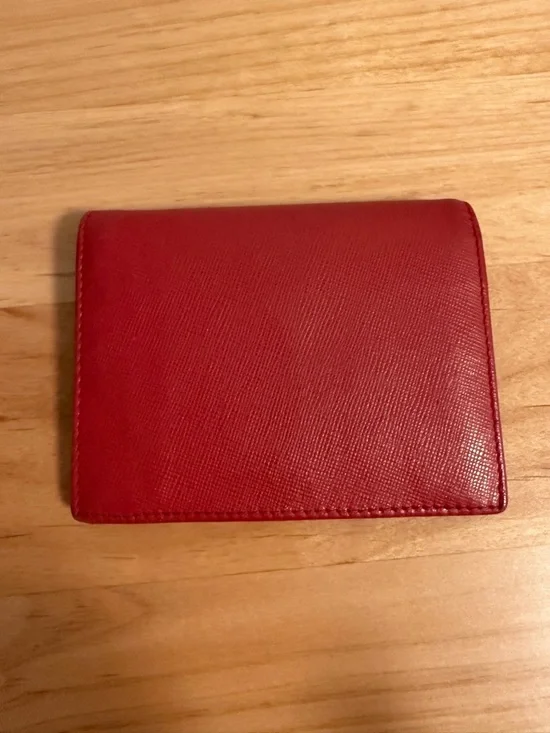 Prada Red Saffiano Leather Compact Wallet Card Holder with Gold Logo with Box - Picture 4 of 16